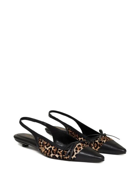 ANINE BING Zoey leopard-print slingback ballet flats - Black