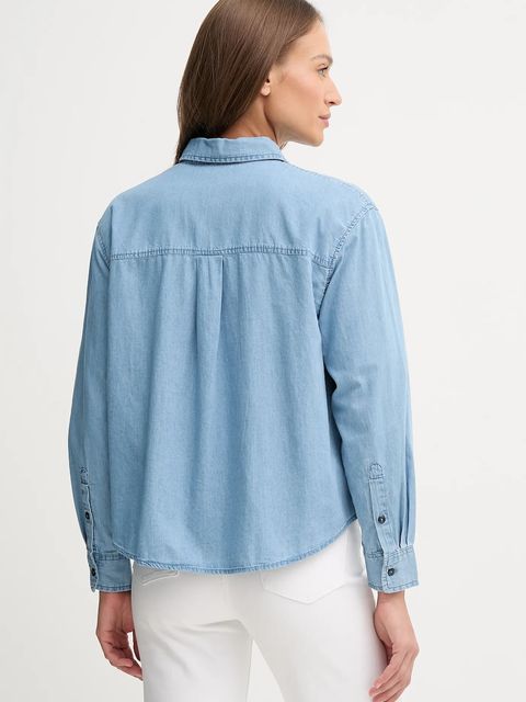 United Colors of Benetton koszula jeansowa damska kolor niebieski regular z kołnierzykiem klasycznym 5DHJDQ0CJ - zdjęcie produktu nr 2