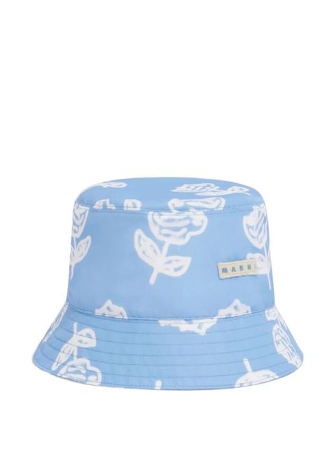 Marni floral-print bucket hat - Blue