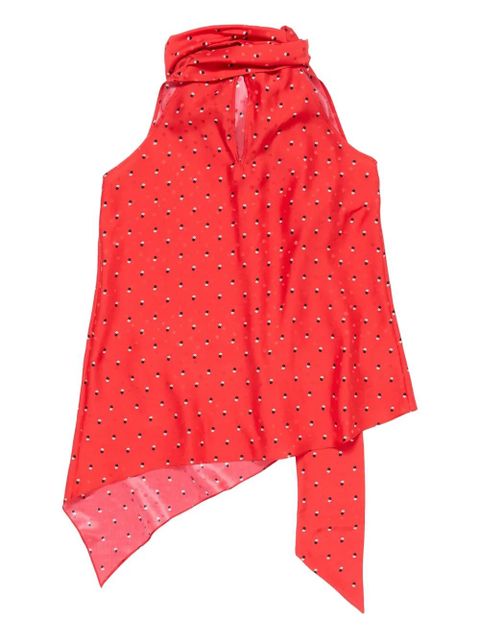 Acne Studios bow-detail asymmetric top - Red