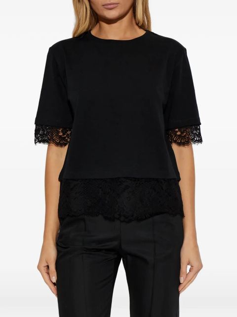 Alexander McQueen lace-trim short-sleeved T-shirt - Black