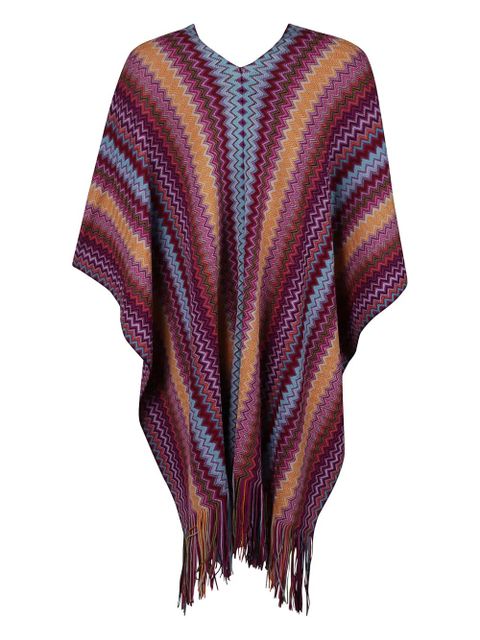 Missoni chevron fringed poncho - Purple - zdjęcie produktu nr 2