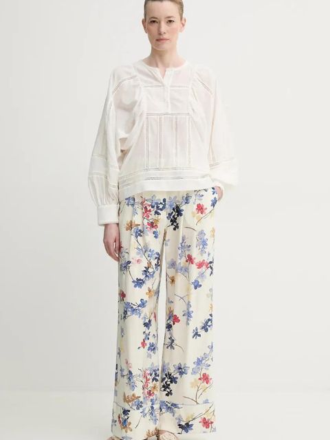 MUNTHE spodnie FAICUS damskie kolor beżowy szerokie high waist 251142525121 - zdjęcie produktu nr 2