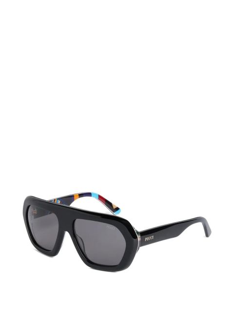 PUCCI geometric sunglasses with printed temples - Black - zdjęcie produktu nr 2