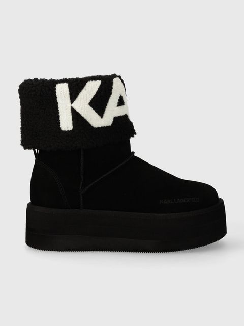 Karl Lagerfeld śniegowce zamszowe THERMO kolor czarny KL48552 - zdjęcie produktu nr 1