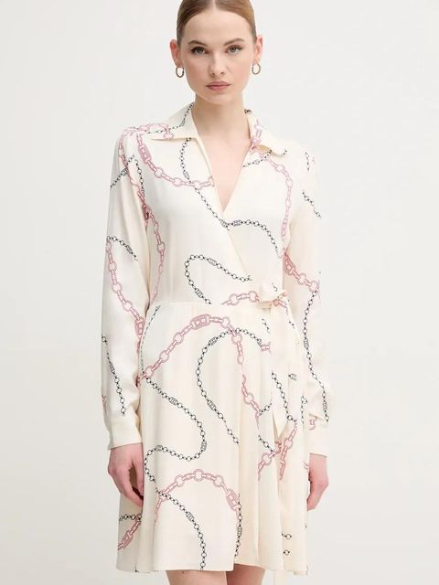 Tommy Hilfiger sukienka kolor beżowy mini rozkloszowana WW0WW44664 - zdjęcie produktu nr 1