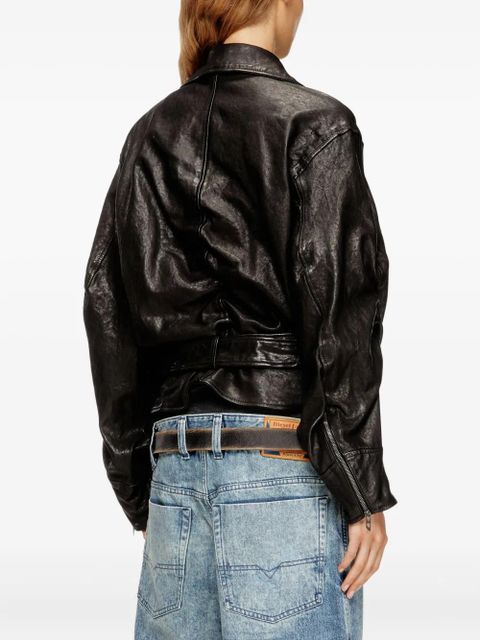 Diesel L-Oys asymmetric-zip leather jacket - Black