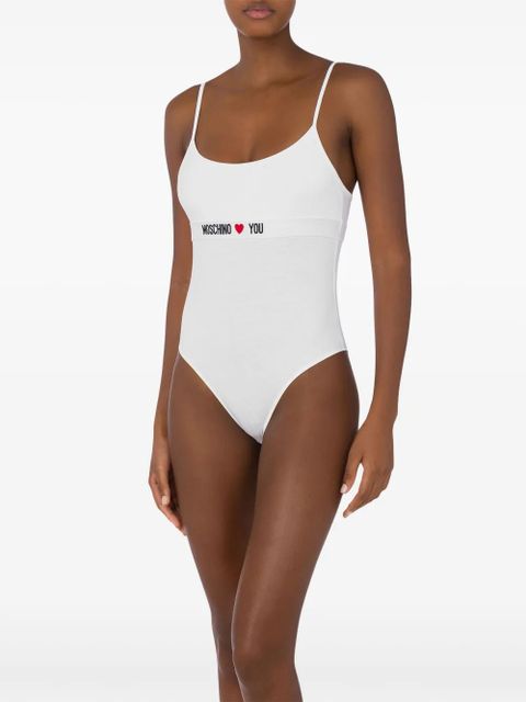 Moschino logo-band bodysuit - White