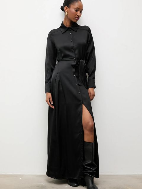 Answear.LAB sukienka kolor czarny maxi rozkloszowana - zdjęcie produktu nr 1