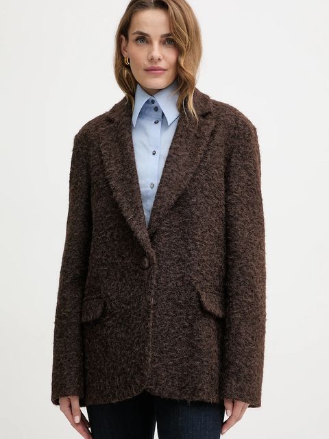 Haveone płaszcz kolor brązowy KMI-P063 - zdjęcie produktu nr 1