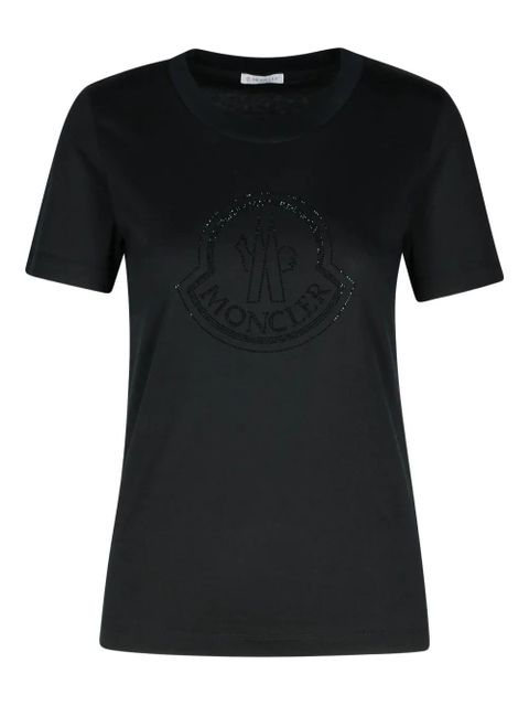 Moncler rhinestone-logo crew-neck T-shirt - Black - zdjęcie produktu nr 1