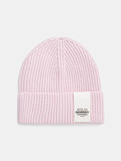 Ruslan Baginskiy czapka z domieszką wełny kolor różowy z grubej dzianiny BN039-VWNE