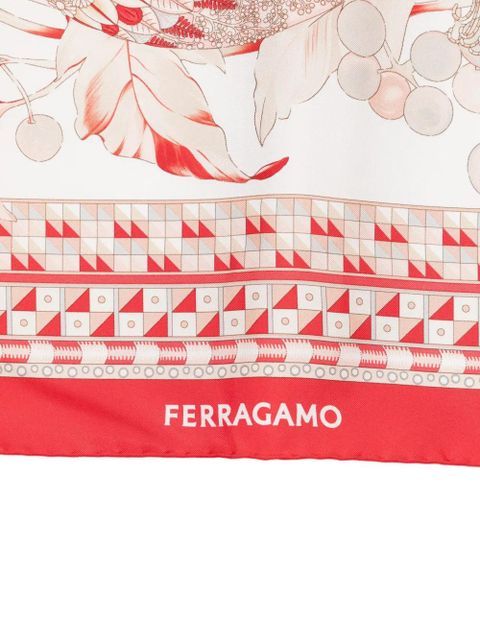 Ferragamo bird print scarf - White