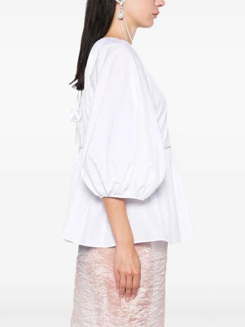 Cecilie Bahnsen gathered-waist puff-sleeve top - White