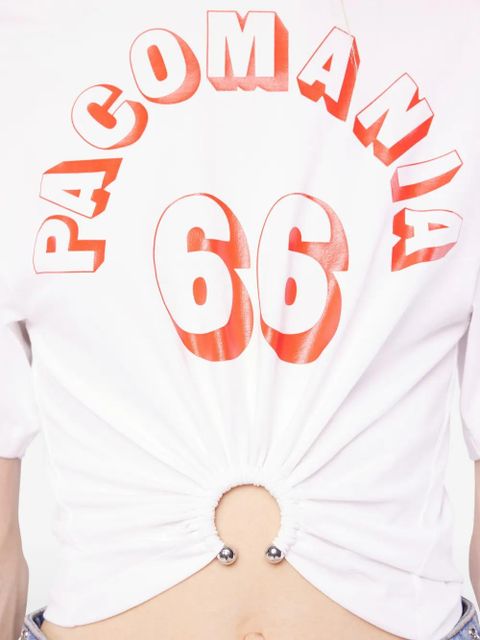 Rabanne printed piercing cotton t-shirt - White