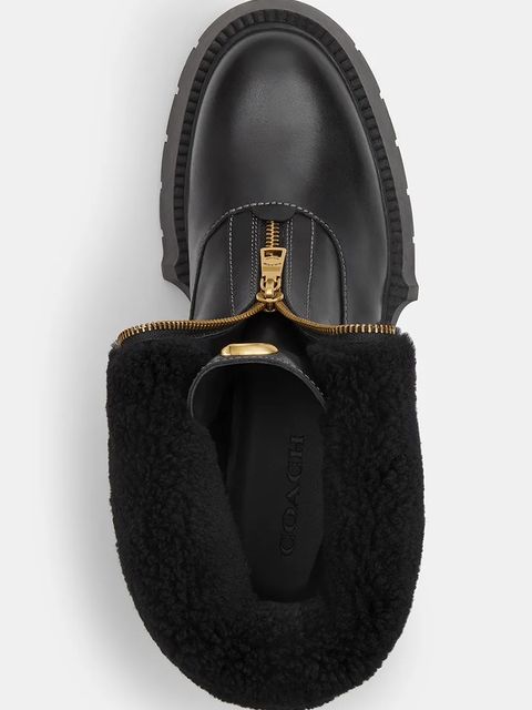 Coach botki Leah Platform damskie kolor czarny na płaskim obcasie CCH86