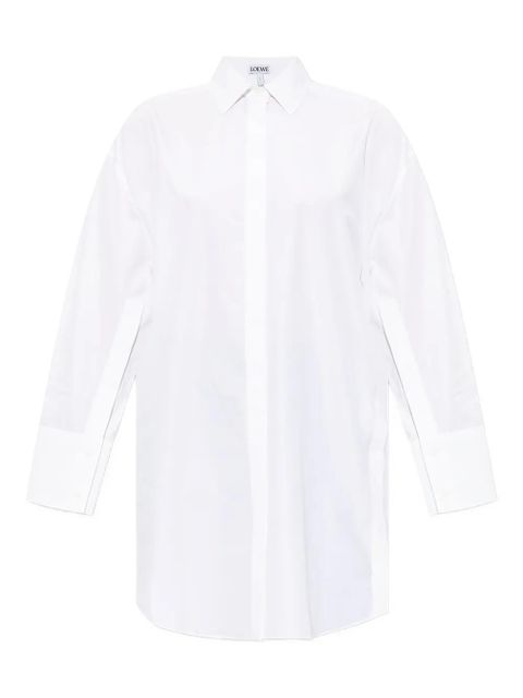 LOEWE logo-embroidered cotton midi shirt dress - White - zdjęcie produktu nr 1