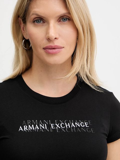 Armani Exchange t-shirt bawełniany damski kolor czarny XW002038 AF10356