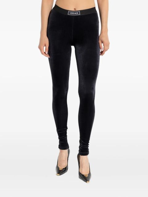 Versace logo-band ribbed trousers - Black