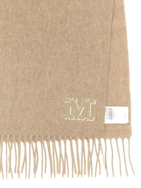 Max Mara logo-detail fringed stole - Neutrals