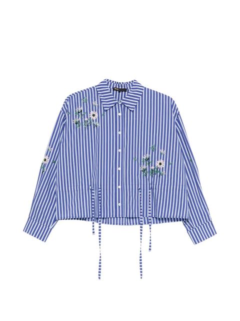 Maje floral-embroidered striped shirt - Blue - zdjęcie produktu nr 1