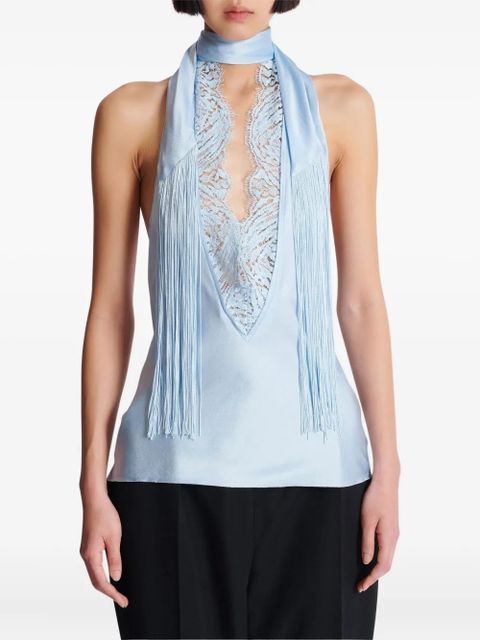 Balmain silk halterneck top - Blue
