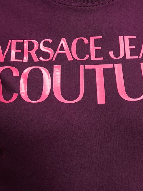 Versace Jeans Couture t-shirt bawełniany damski kolor fioletowy 79HAHE05 CJ00E
