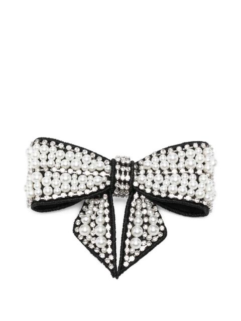 Self-Portrait pearl embellished bow hair clip - Black - zdjęcie produktu nr 1