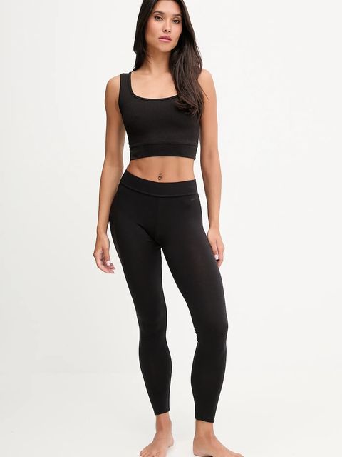 BOSS legginsy lounge z domieszką wełny damskie kolor czarny gładkie 50550092 - zdjęcie produktu nr 2