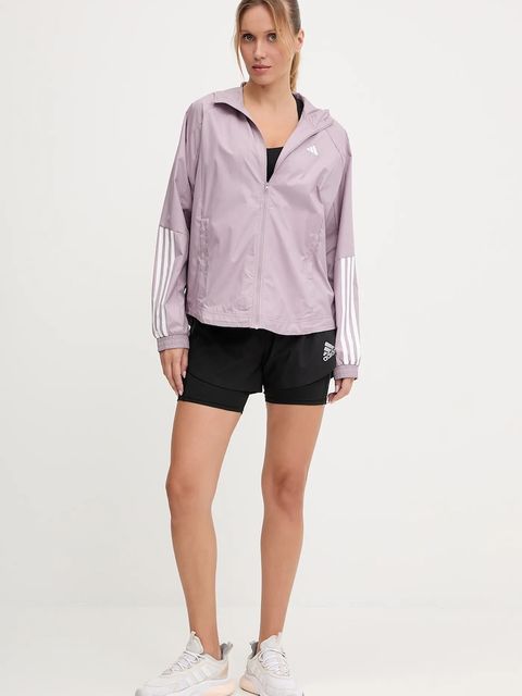 adidas Performance kurtka do biegania HYGLM kolor różowy przejściowa JX7382