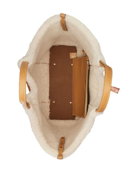 Tod's shearling-trimmed T-buckle shoulder bag - Brown