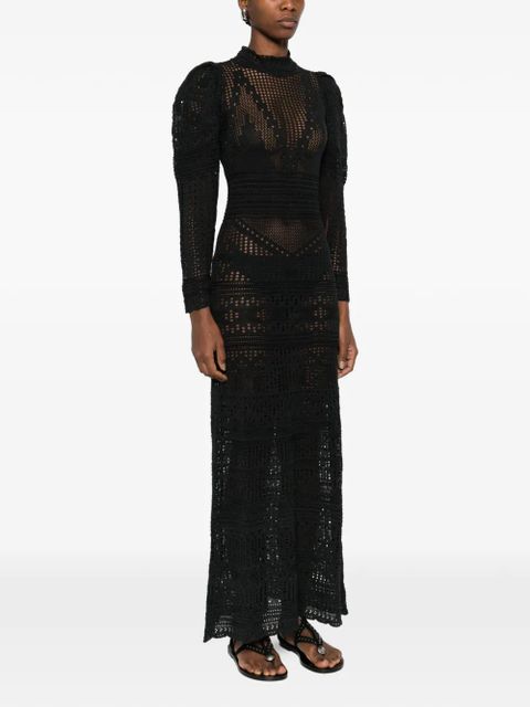 ISABEL MARANT puff-sleeve crochet dress - Black