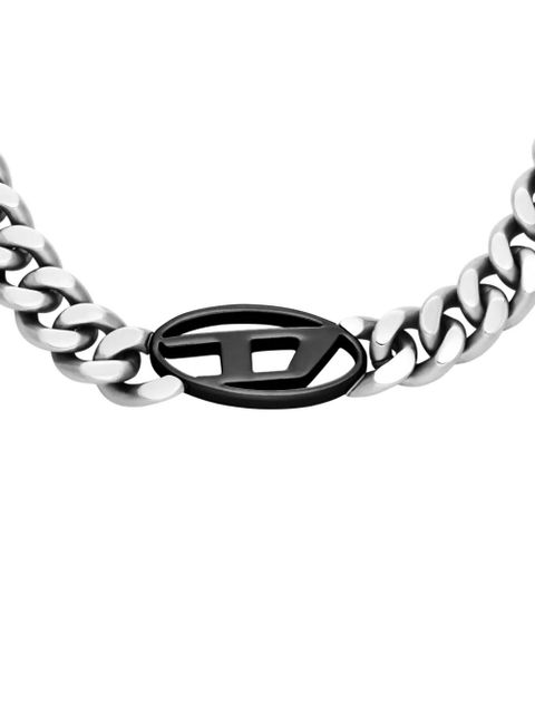 Diesel curb-chain logo necklace - Grey