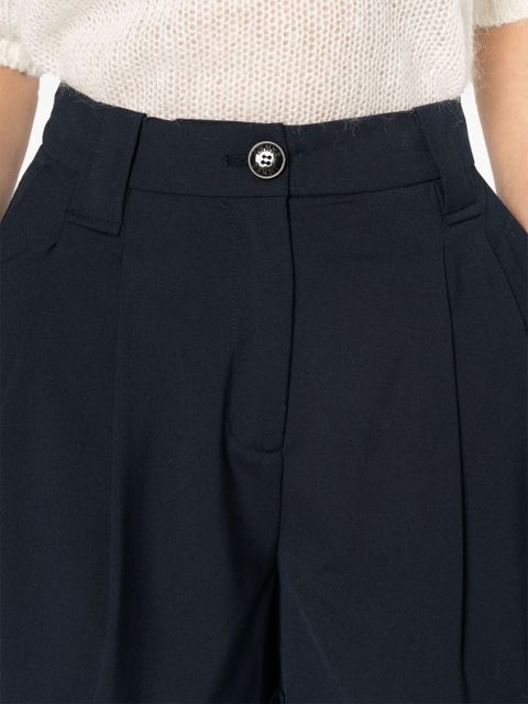 GANNI high-rise pleated shorts - Blue