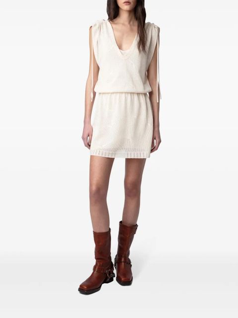 Zadig&Voltaire Alanis crochet-knit minidress - Neutrals