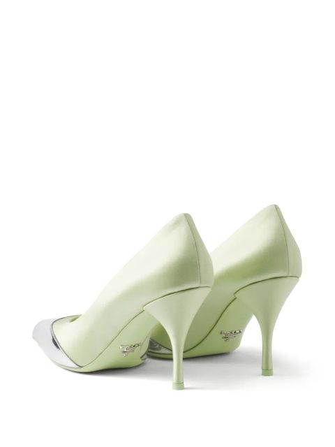 Prada 85mm satin-finish pumps - Green