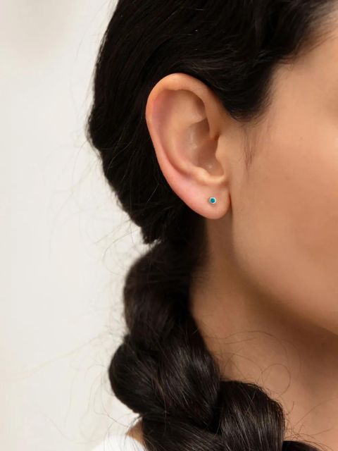 Monica Vinader 14kt white gold mini gem post earring - Silver - zdjęcie produktu nr 2