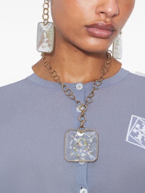 Tory Burch Runway swirl square-pendant necklace - Gold - zdjęcie produktu nr 2