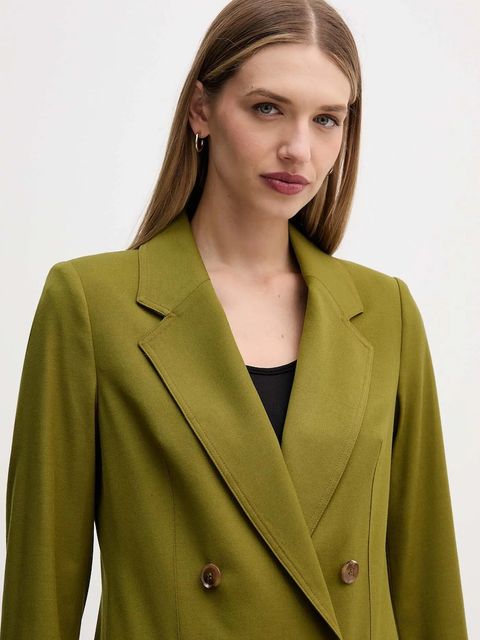United Colors of Benetton marynarka z domieszką wełny kolor zielony dwurzędowa gładka 2YVXDW03A