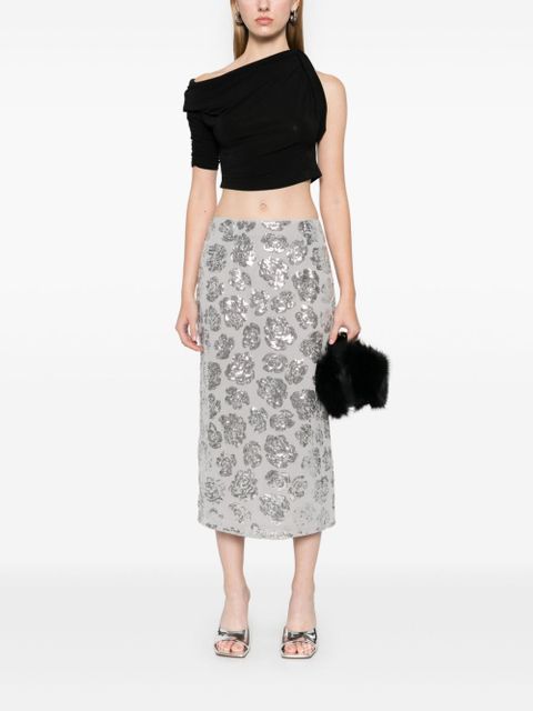 ROTATE BIRGER CHRISTENSEN sequin chiffon midi skirt - Grey - zdjęcie produktu nr 2