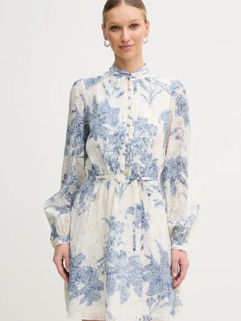 Guess sukienka ADLAIDE kolor beżowy mini rozkloszowana W5GK07 WH4K2