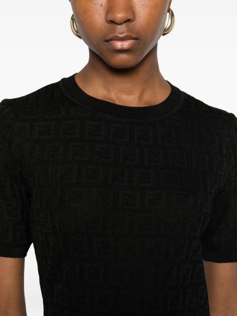 FENDI jacquard short-sleeve midi dress - Black
