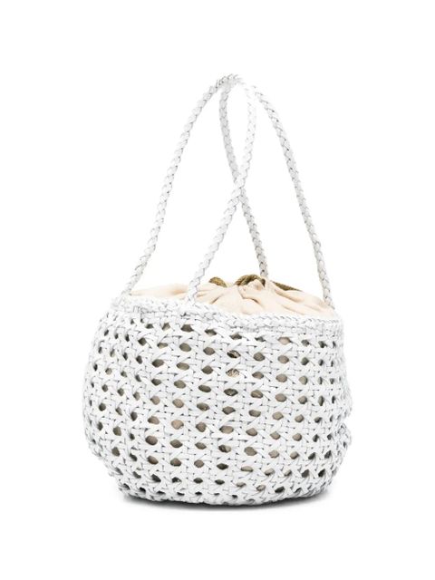 DRAGON DIFFUSION Joventus woven tassel tote bag - White