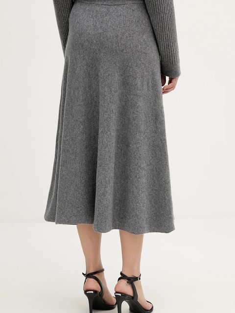 United Colors of Benetton spódnica z dodatkiem wełny kolor szary midi rozkloszowana 1444D002B