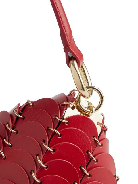 Rabanne scale-pattern leather shoulder bag - Red