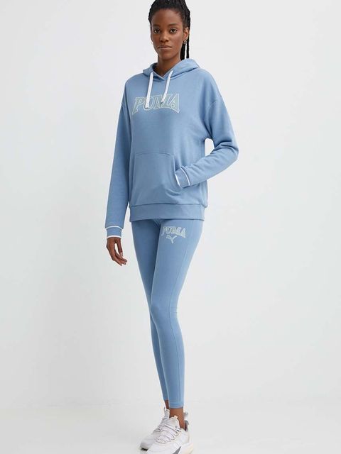 Puma bluza SQUAD damska kolor niebieski z kapturem melanżowa 677899