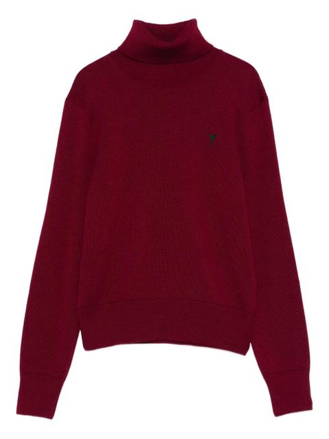 AMI Paris heart-logo turtleneck sweater - Red - zdjęcie produktu nr 1