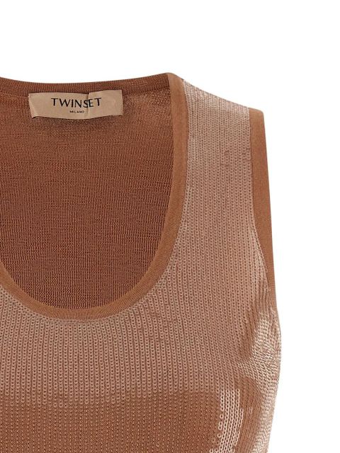 TWINSET sequin-appliqué top - Brown