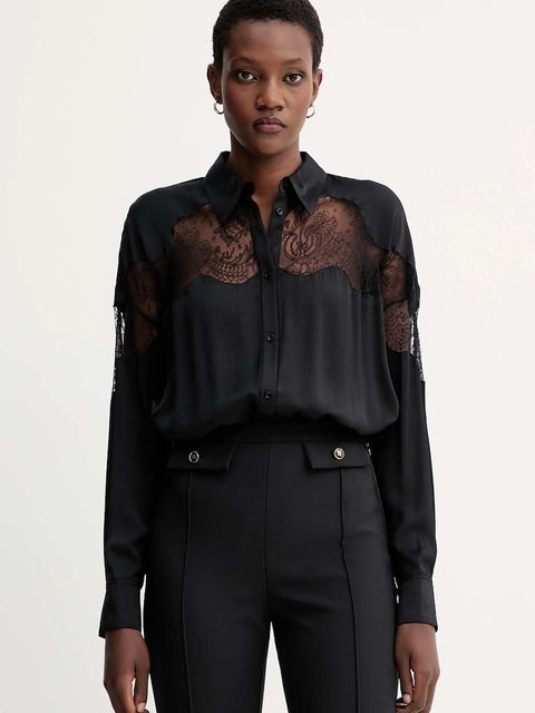 IRO koszula damska kolor czarny relaxed z kołnierzykiem klasycznym WP18BASLAN - zdjęcie produktu nr 1