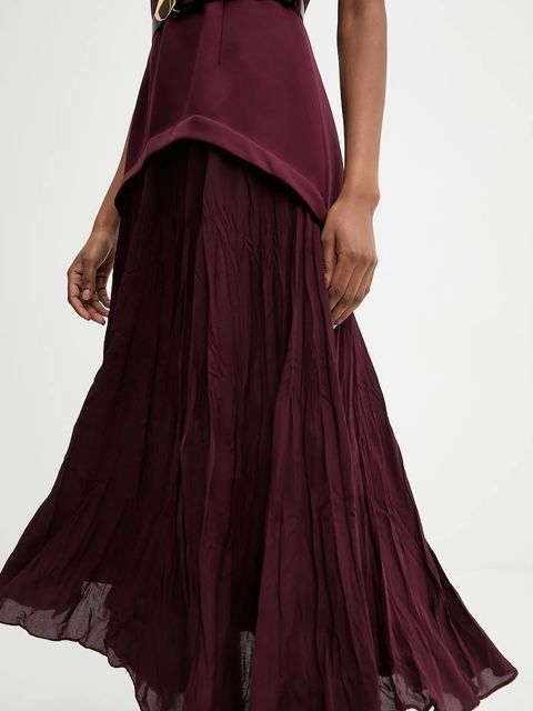 Answear.LAB sukienka kolor bordowy maxi rozkloszowana